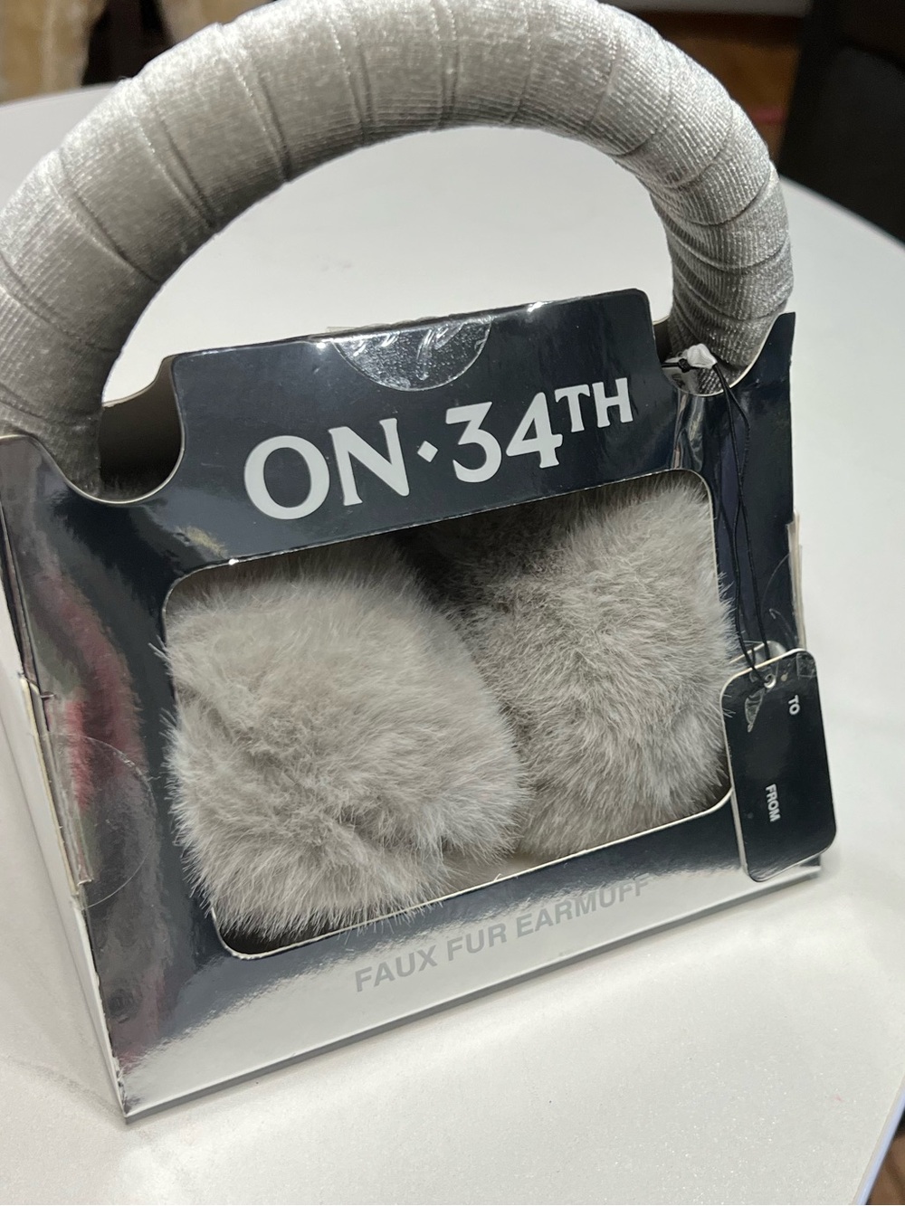 ON·34TH Faux Fur Earmuffs in Light Gray